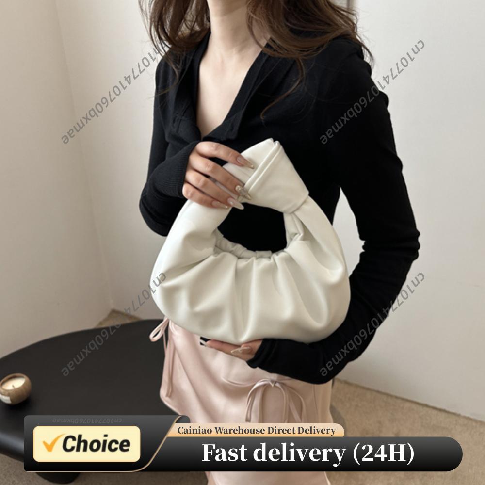 クラッチ ハンドバッグ PU レザー カジュアル ショルダー バッグ プリーツ ハンドバッグ 脇の下バッグ レディース ガールズ