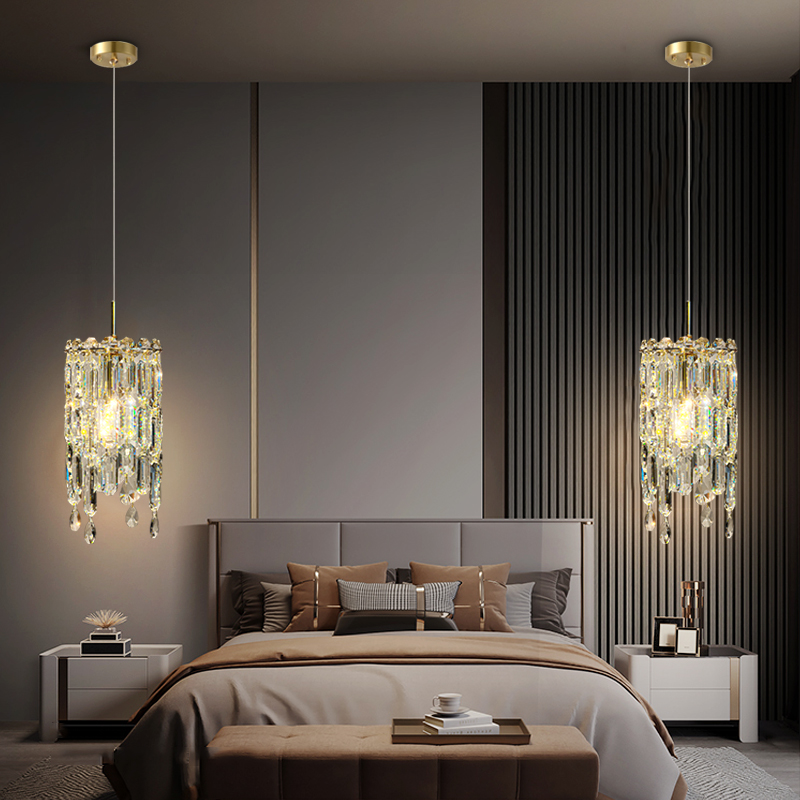 モダンなクリスタルラウンド小さなペンダントランプゴールドクローム高級 LED 屋内ライトダイニングルームベッドルームベッドサイド家の装飾器具