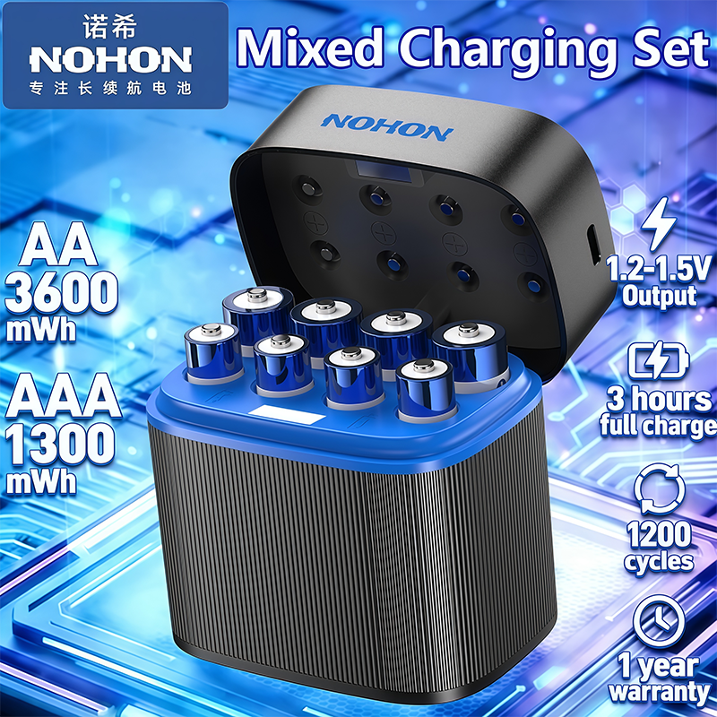 NOHON 充電式リチウム電池 AA 3600mWh/AAA 1300mWh オリジナル電池高容量 1.5V バッテリーマウスリモコン用