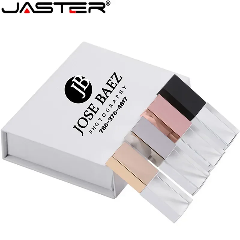 JASTER クリスタル USB 2.0 フラッシュドライブ 128 ギガバイトクリエイティブウェディングギフトペンドライブ 64 ギガバイト 100% 実容量ペンドライブ無料カスタムロゴ 32 ギガバイト
