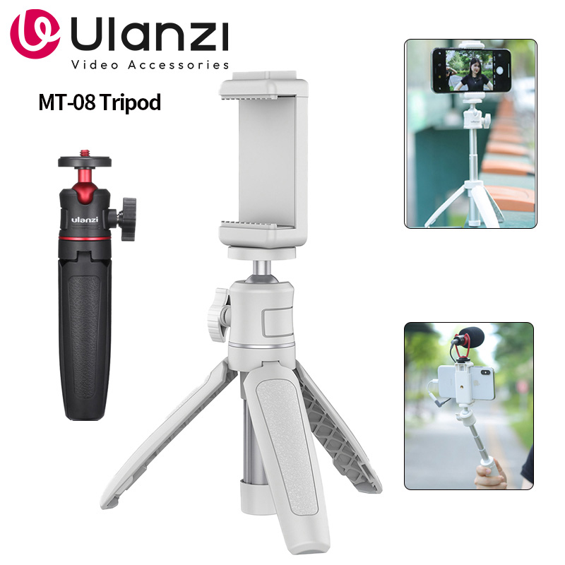 Ulanzi MT-08 ミニ三脚ホワイトカラー折りたたみ三脚一脚マウント 1/4 ''三脚ユニバーサル DSLR Android iPhone スマートフォン用