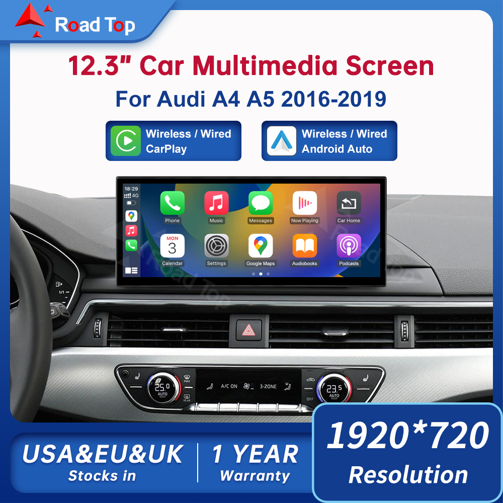 CN ロードトップ 12.3 タッチディスプレイアウディ A4 S4 A5 S5 B9 MIB システムマルチメディアプレーヤー Andriod 自動 LinkGPS Carplay 画面車の再生