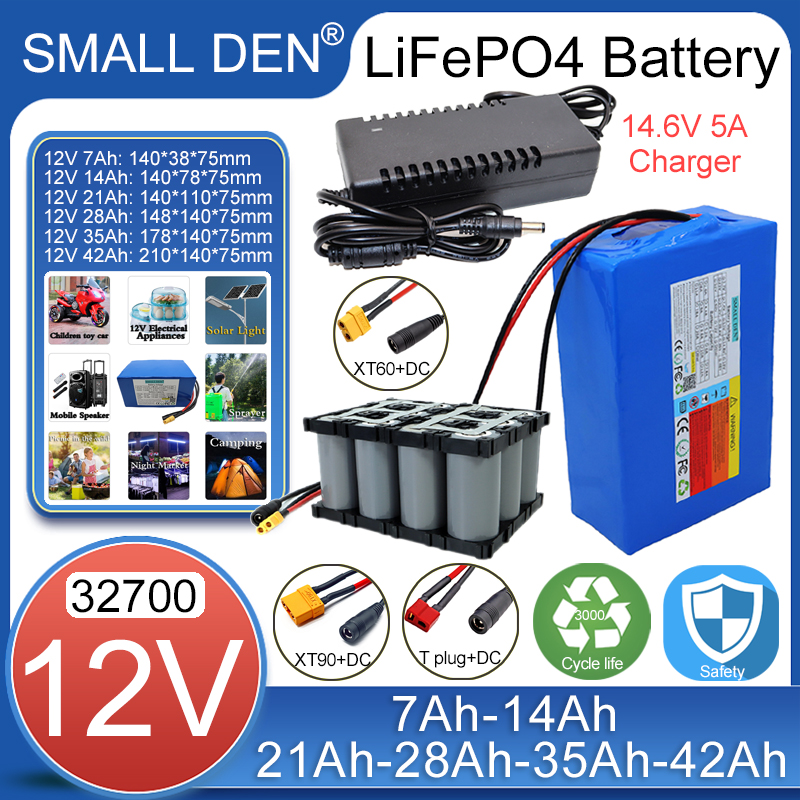 12V 7Ah 14Ah 21Ah 28Ah 35Ah 42Ah 32700 Lifepo4 バッテリーパック 30A BMS 漁船オーディオおもちゃの車 LED ランプ 14.6V5A 充電器