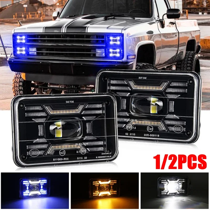 1/2 個長方形 LED ヘッドライト 4x6 インチハイ/ロービームドライビングライト車/オフロードバイク用