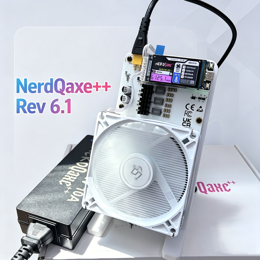 NerdQaxe 6TH/s Rev 6.1 100W XT30 PSU デュアルファン付き Bitcoin Miner BTC オープンソース Solo BTC BITNerdQaxe マイニング マシン