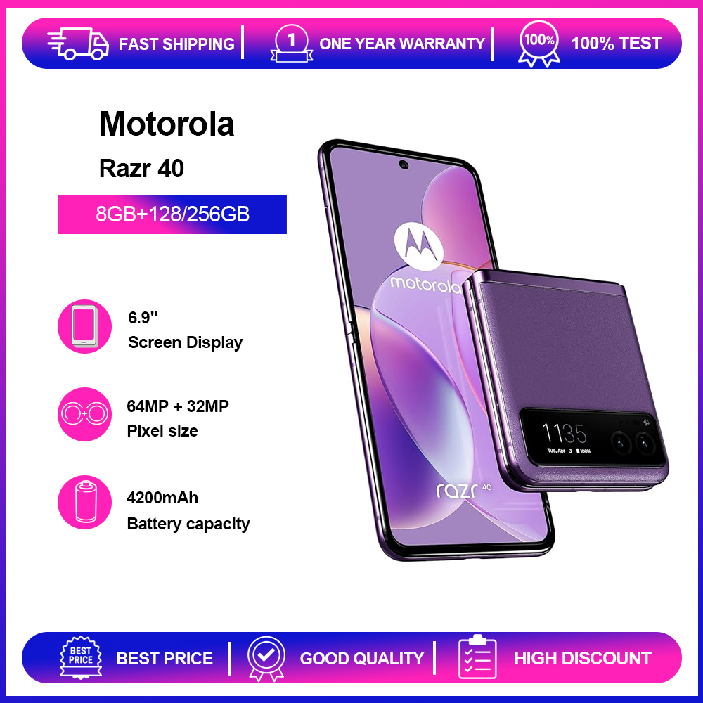 オリジナルモトローラ Moto Razr 40 5 グラム XT2323 携帯電話 6.9 折りたたみ式 LTPO AMOLE ディスプレイ 128 ギガバイト ROM 8 ギガバイト RAM 指紋携帯電話