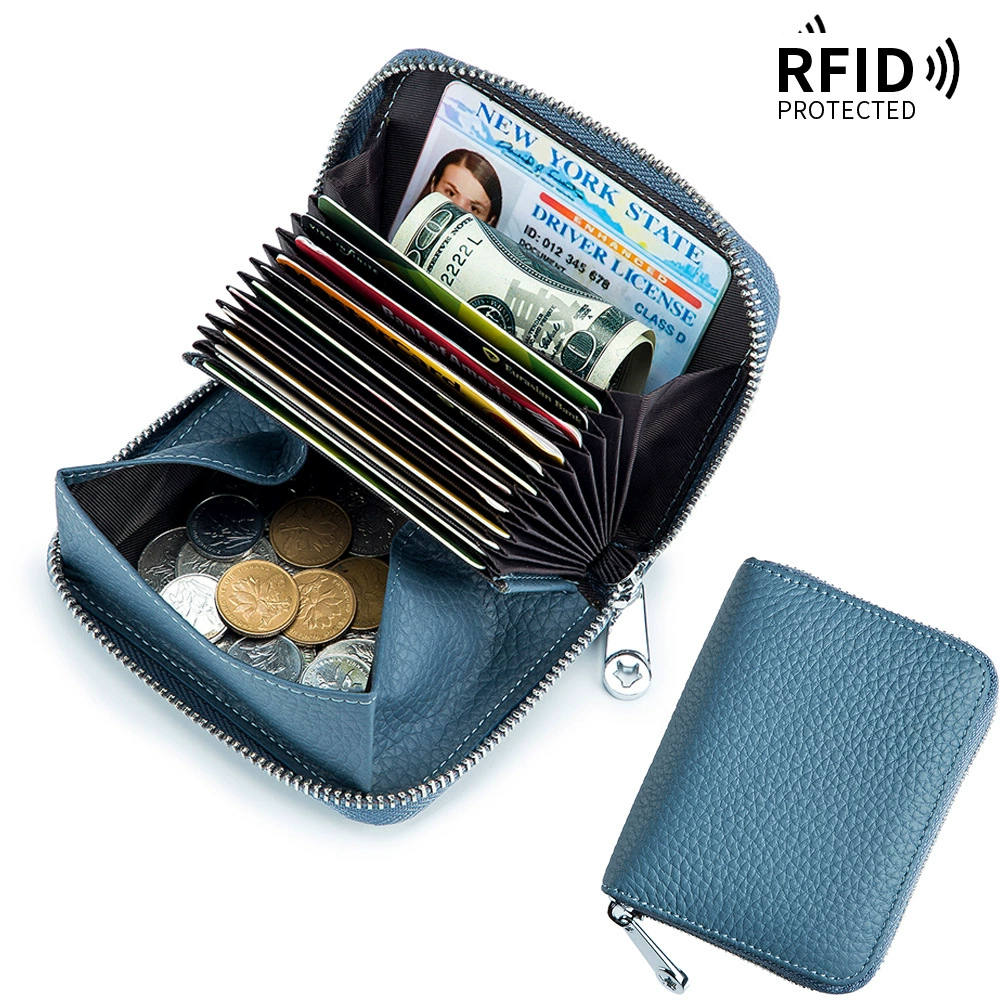 新しい女性財布女性の本革 RFID 財布ファッションコイン財布カードホルダー固体ジッパー財布大容量マネーバッグ