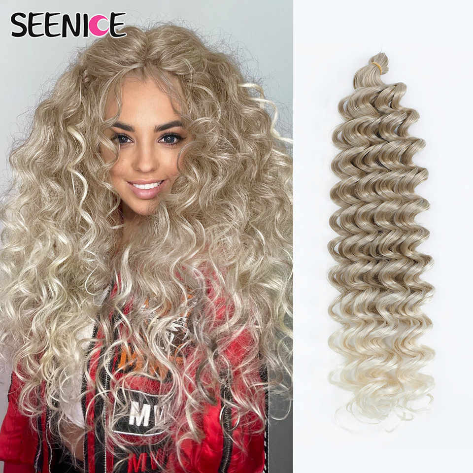 深い波状ツイスト合成かぎ針編みヘアアフロカーリーヘアアフリカかぎ針編み三つ編みオンブルブロンド編組ヘアエクステンション女性のための