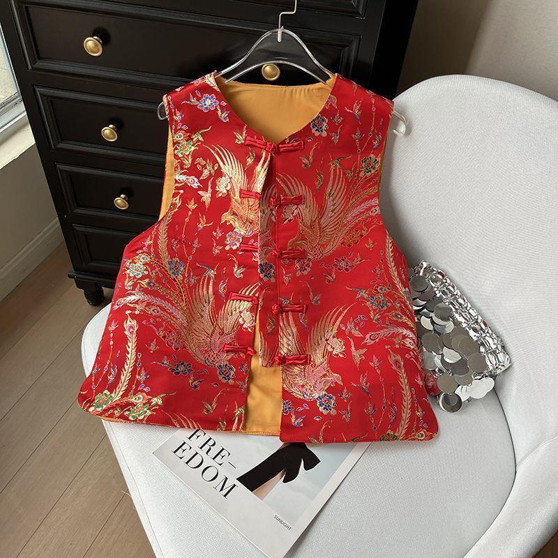 女性のジャケット女性のベスト新しい中国のレトロなル​​ーズカーディガン刺繍初秋に屋外で着用全国ウィンドベスト女性