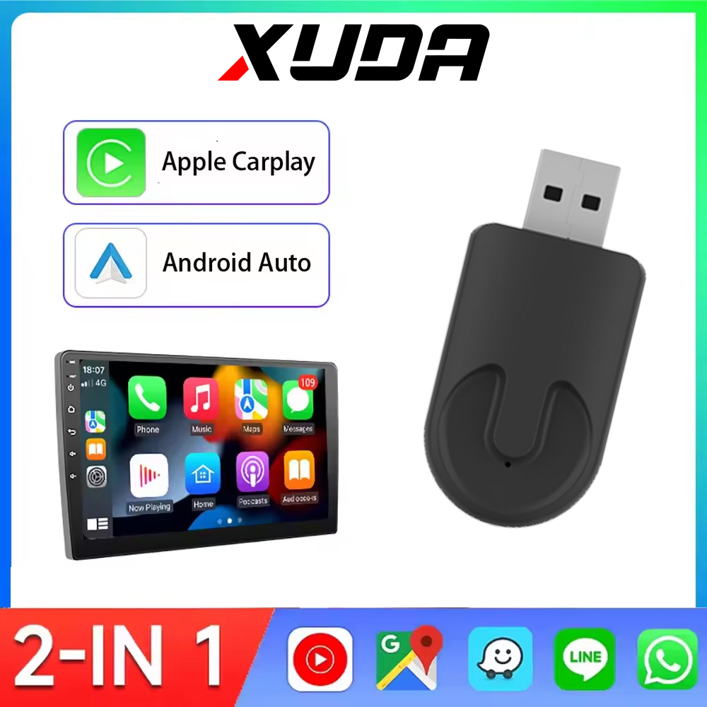 XUDA 2in1 有線 - ワイヤレス CarPlay Android Auto アダプター、USB プラグアンドプレイ付き OEM カーステレオ用