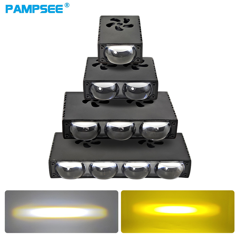 2 個車グリル LED ヘッドライトバンパーフォグランププロジェクターレンズワークライトミニドライビングライト補助ライト車オートバイ