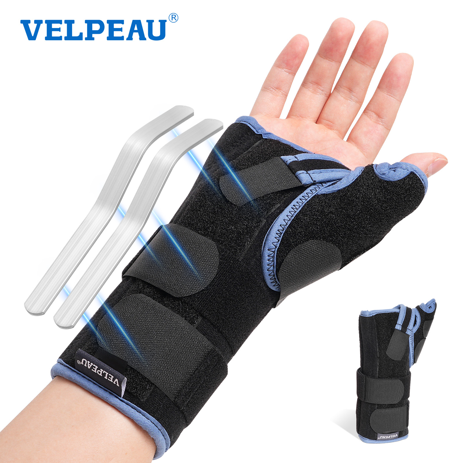 VELPEAU 手根管痛、腱炎、関節炎用手首スプリント医療用、調節可能な親指サポート付きリストブレース