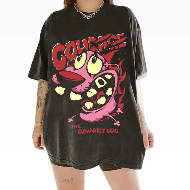 レディース プラスサイズ レトロ「臆病ヒーロー」 90 年代 TV シリーズ Tシャツ ピュアコットン 通気性 ファッショナブルで多用途 ユニセックス オーバーサイズ