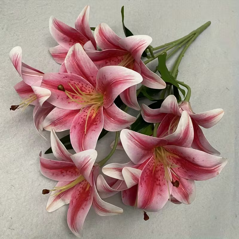 9 ヘッドビッグユリ造花枝シミュレーション装飾花束結婚式家の装飾ギフト偽ユリの枝
