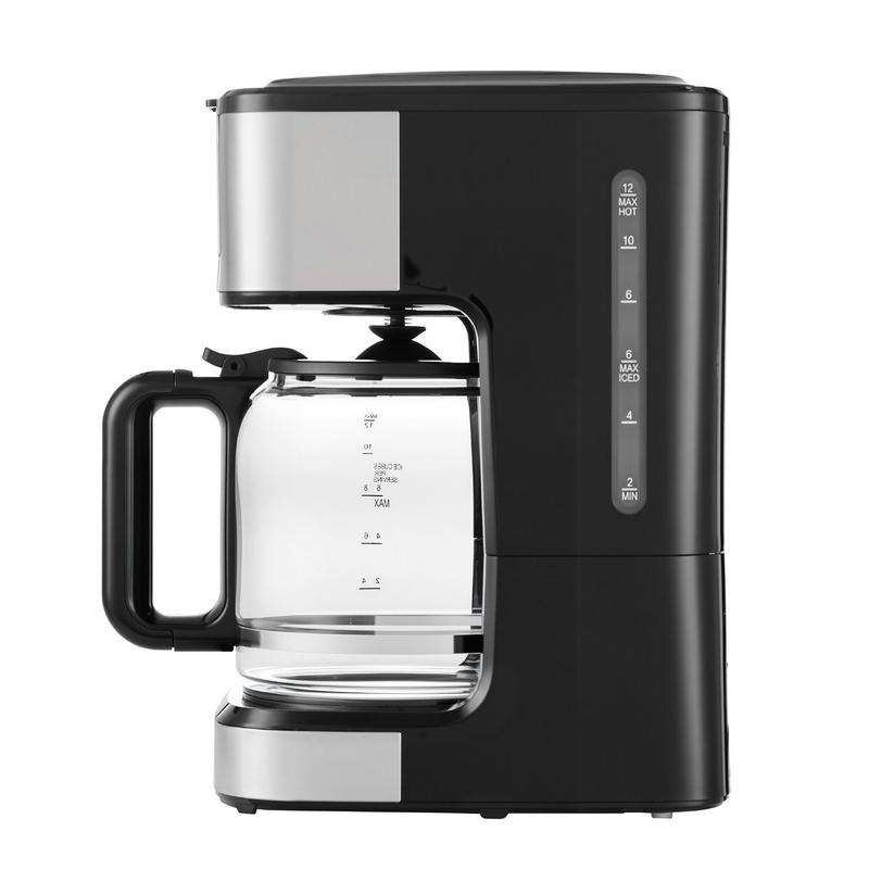 タッチスクリーンドリップコーヒーマシン 12カップ ホームオフィスキッチン用 24時間タイマー 4時間保温機能 2つの醸造強度 カスタマイズ可能な醸造 ブラックシルバー仕上げ