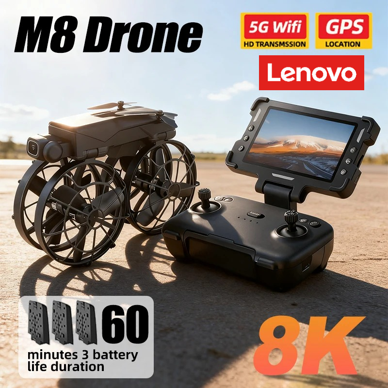 レノボ M8 ドローン 4K プロフェッショナルデュアルカメラスクリーン 5G WIFI FPV GPS Dron ブラシレスオプティカルフローホバー折りたたみクアッドコプター