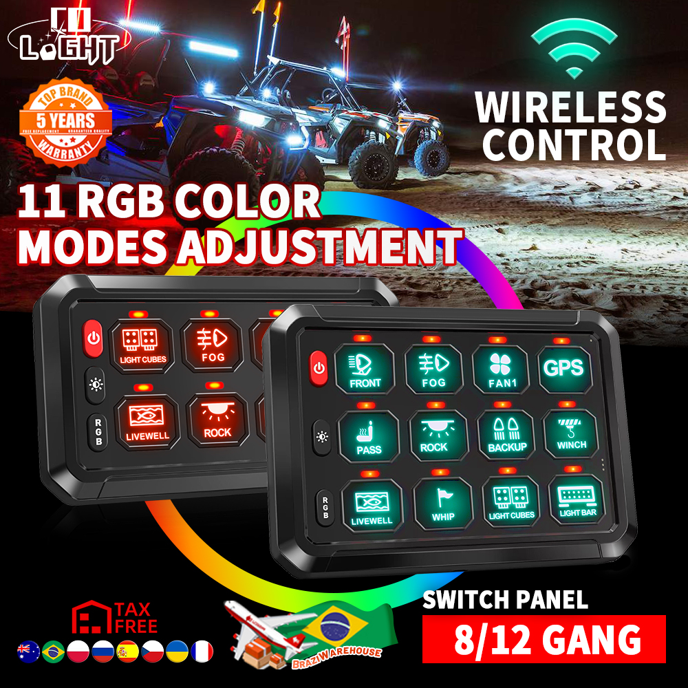 COLIGHT RGB 12 ギャングスイッチパネル 12V 24V ワイヤレス制御 8 ギャングスイッチパネル車のトラック SUV RV キャンピングカーバンオフロード 4x4 ATV