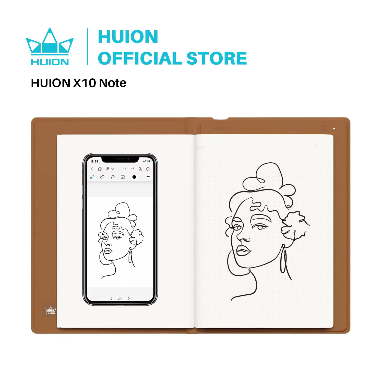 HUION Note 2-in-1 デジタルノートブック描画タブレット、バッテリー不要のペン、Bluetooth ワイヤレスペーパータブレット電子筆記パッド付き