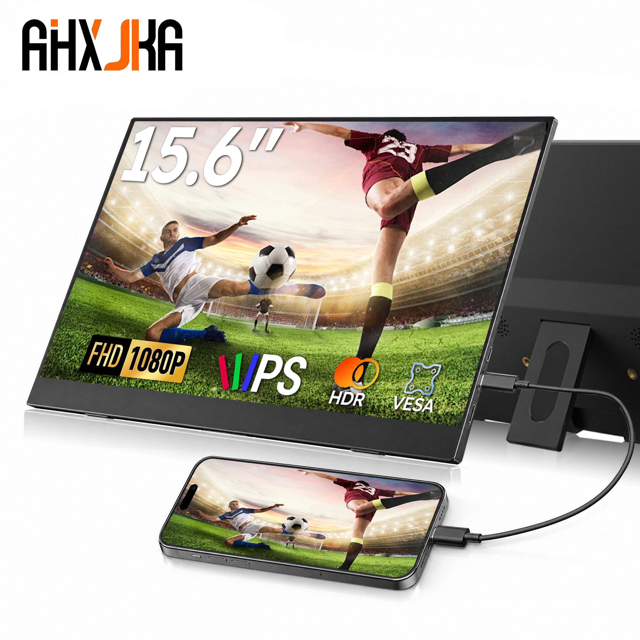 AHXJKA 15.6 インチ 1920*1080P 60Hz miniHDMI タイプ C ゲームポータブルモニター電話、NS、PS4/5、XBOX、PC、ノートパソコン用拡張画面