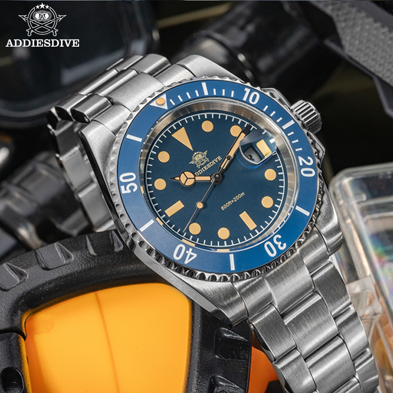 ADDIESDIVE 41 ミリメートルメンズ腕時計ダイビング日本製クォーツムーブメント 200 メートル防水 316L ステンレス鋼セラミックベゼル発光 AD2054