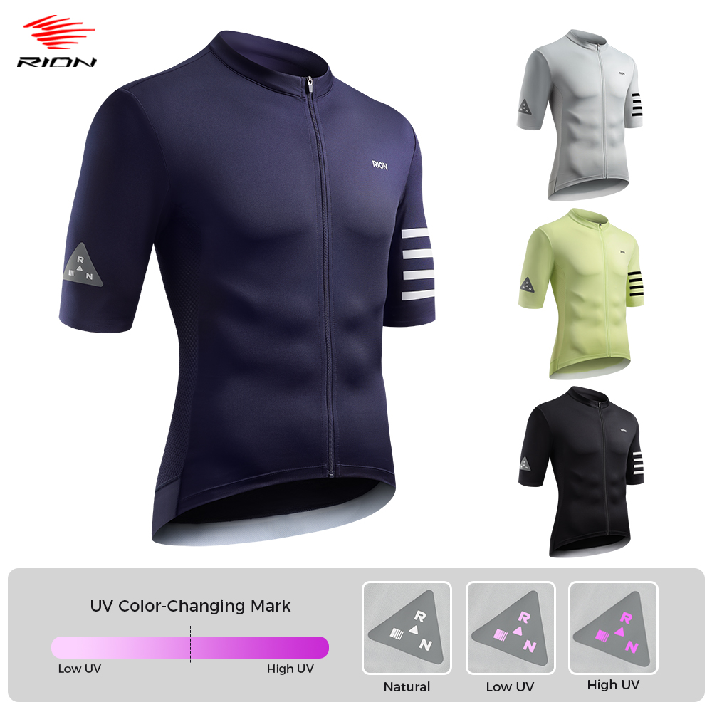 RION メンズ サイクリング ジャージ 自転車シャツ プロ マウンテン バイク MTB 服 UPF50 屋外乗馬用品 UV 変色スリーブ