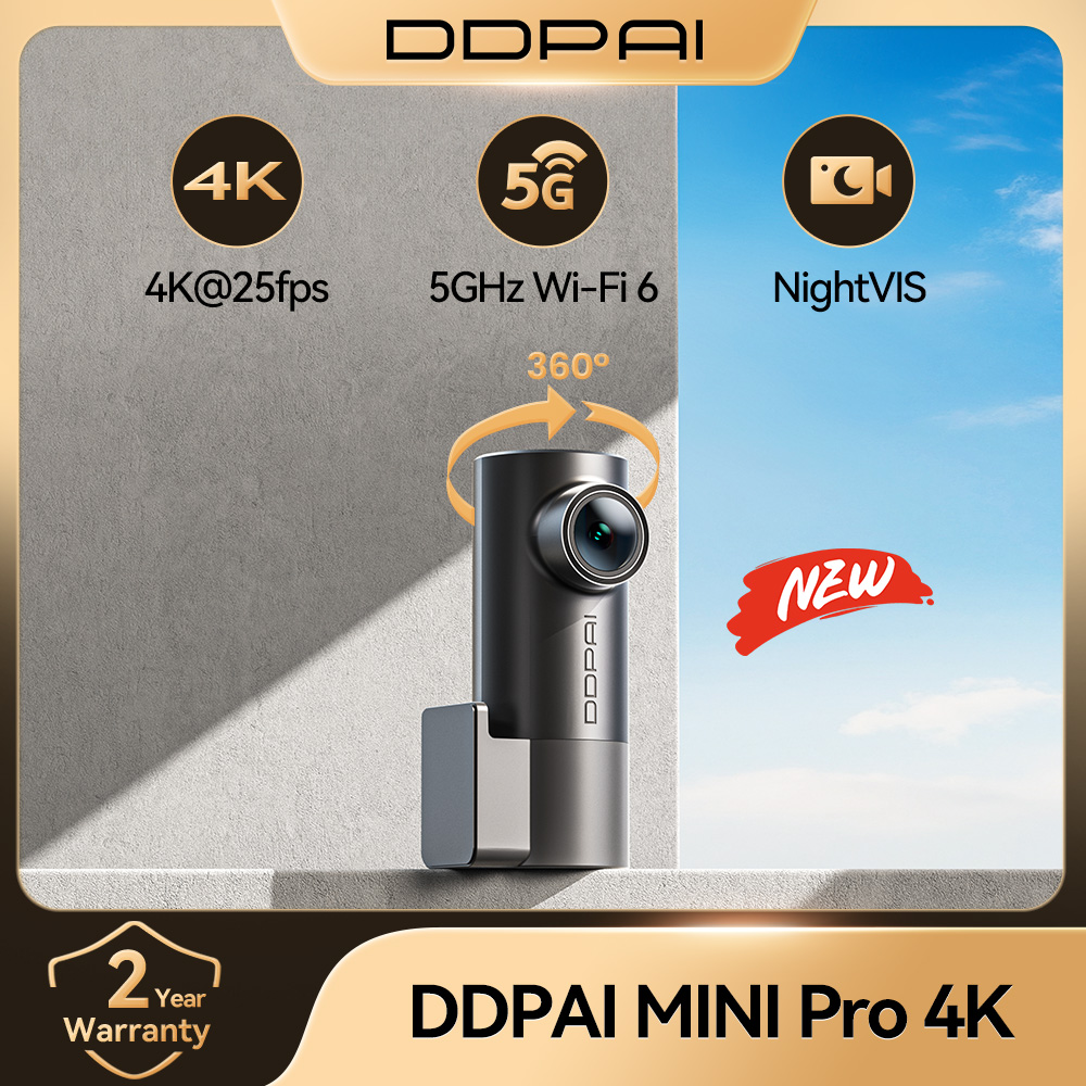 DDPAI MINI Pro 4K ダッシュカム 2160P UHD 車 DVR ナイトビジョン 5GHz WiFi 6 24H パーキングモニター スーパーキャパシター 360°回転可能カメラ