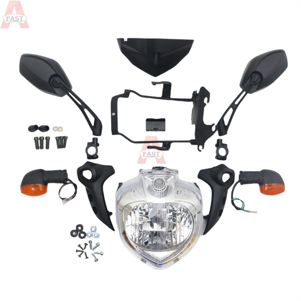 2007-2010 ヤマハ FZ6 FZ6N FZ6S オートバイヘッドライトセットヘッドライトアセンブリターンシグナルミラー FZ6 NS 2008 2009 2010 に適合