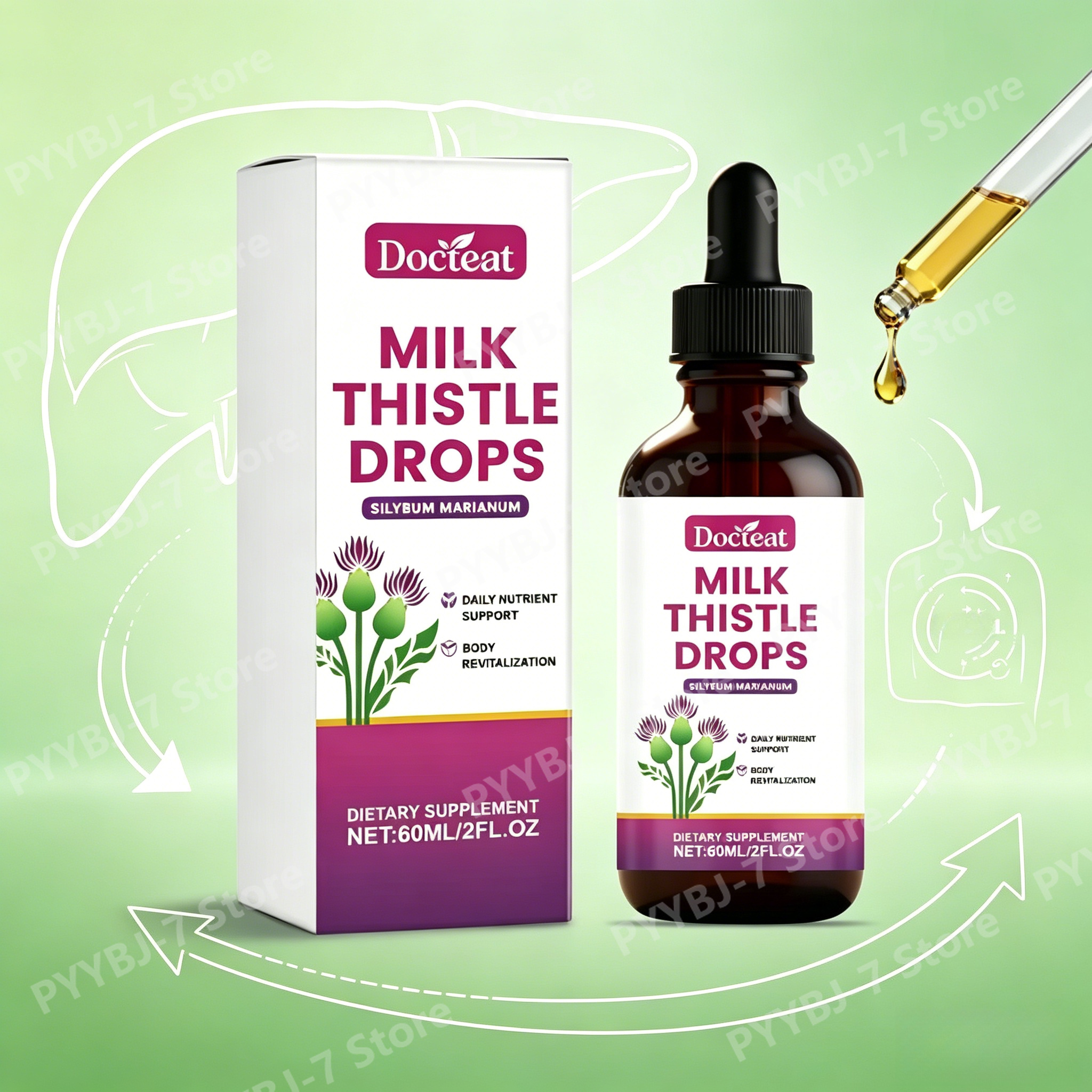 Docteat オオアザミ ビタミン D3 クエン酸亜鉛 ニワトコ エキナセア液体サプリメント 60 ml サポート毎日の消化器の健康をサポート