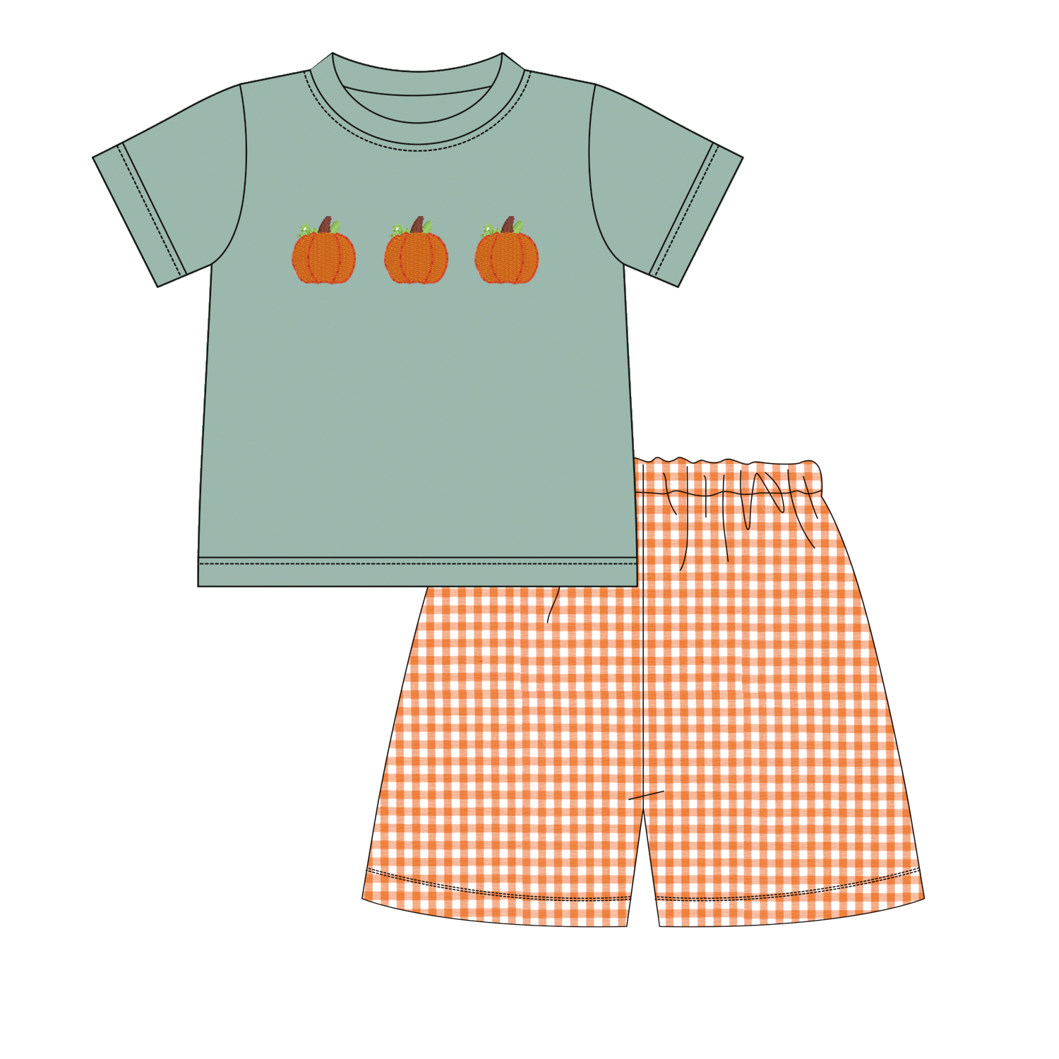 High Quality Custom Logo Cotton Embroidery Short Sleeve Trouser Summer Boy's Clothing Outfit Set