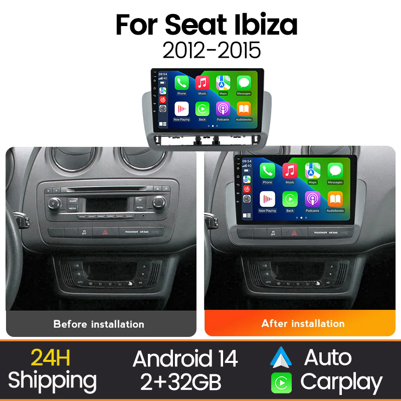 MEKEDE 9 インチ Android スクリーンカーラジオシートイビサ 2012-2015 Carplay 自動車マルチメディアビデオプレーヤー WIFI BT GPS ナビゲーション