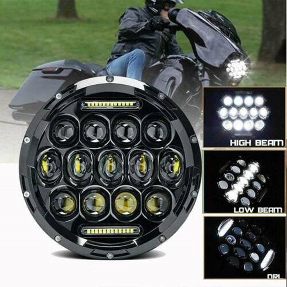7 インチ H4 LED ヘッドライトソフテイルスリムファットボーイ 7 インチ DRL オートバイヘッドランプカワサキバルカンドゥカティモンスター 1000 600