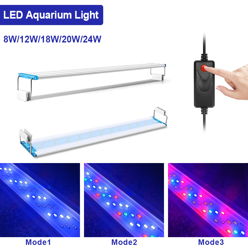超薄型 LED 水族館ライト水生植物ライト拡張可能なクリップオンライト 18-75 センチメートル水槽 220-240V