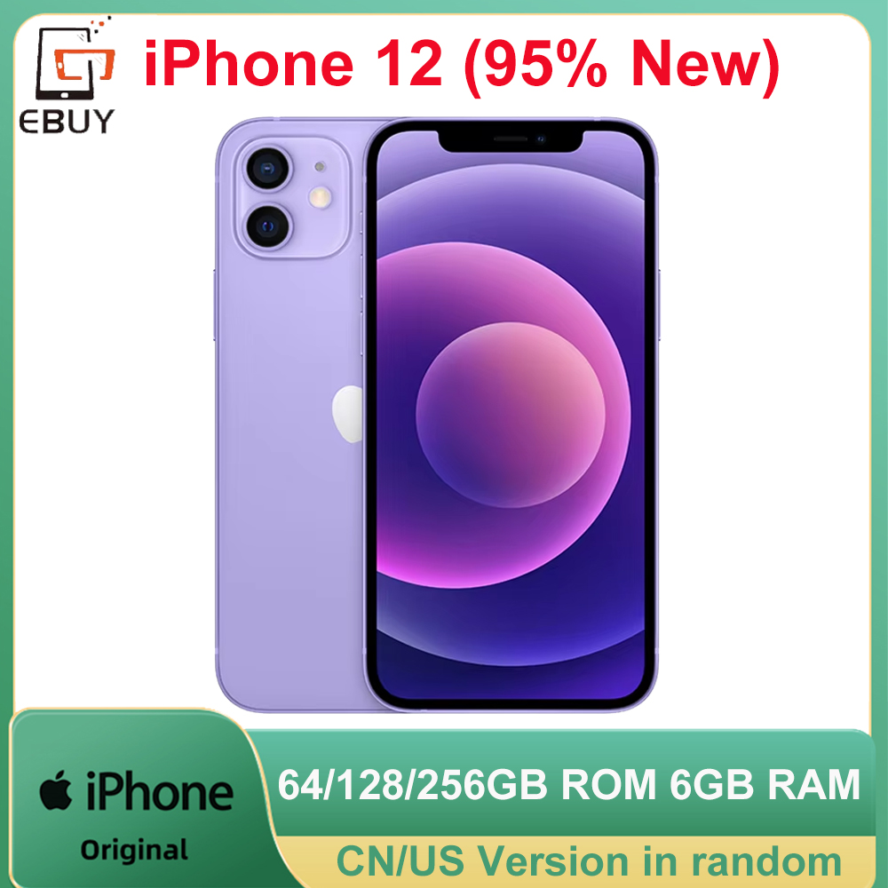 オリジナル iPhone 12 5G モバイル携帯電話 6.1 ''64/128/256 ギガバイト IOS A14 バイオニックヘキサコア 12MP 顔 ID ロック解除 95% 新しい携帯電話