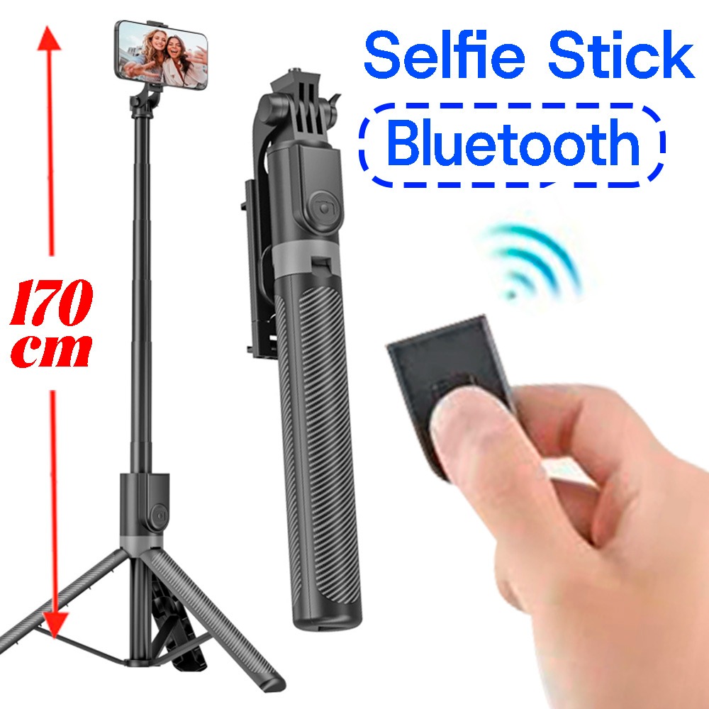 170cm スマートフォン用自撮り棒 強化三脚 Bluetooth 多機能ポータブル携帯電話三脚 リモコン付き