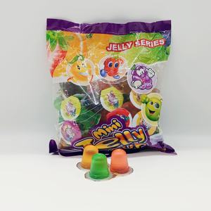 バラエティ豊かなフレーバーのゼリーカップ　キャンディー風味のゼリー　カラフルでかわいいフルーツゼリーカップ　袋入りのおいしいフルーツゼリー