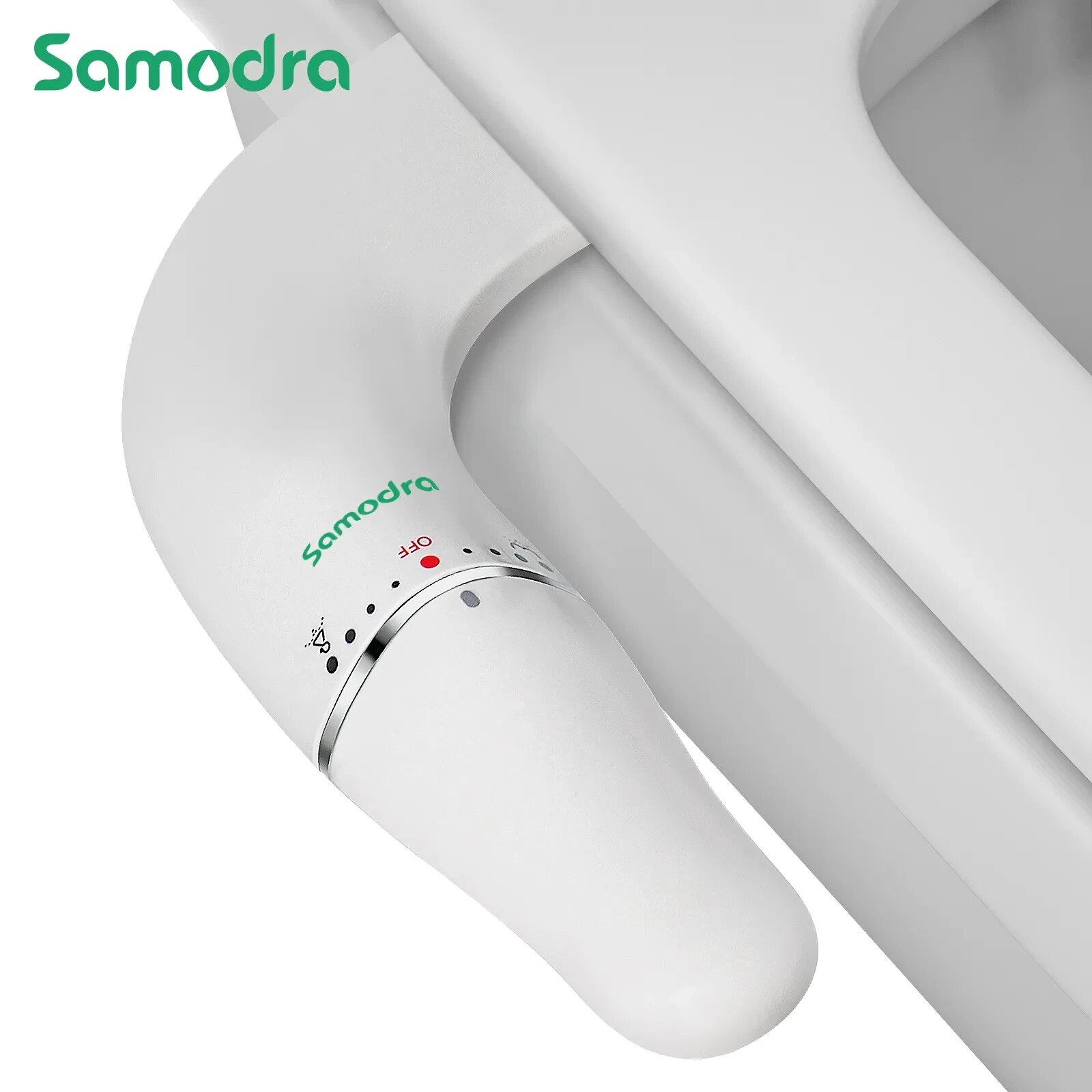 SAMODRA 便座用ウルトラスリムビデアタッチメント - デュアルノズル、調節可能な水圧、非電気お尻スプレー