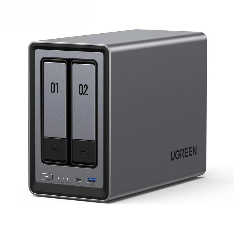 HT UGREEN NASync DXP2800 2 ベイ デスクトップ NAS N100 クアッド コア CPU ネットワーキング接続ストレージ (ディスクレス) 4K 8GB DDR5 RAM