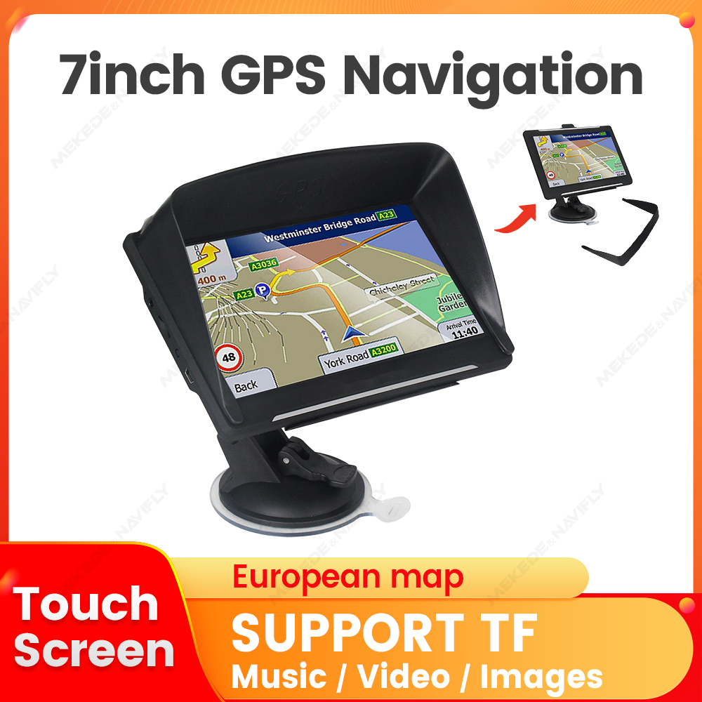 MEKEDE 7 インチタッチスクリーン車の GPS ナビゲーショントラックサンシェードマップ 2025 年に構築新しいヨーロッパ GPS ナビゲーター FM 音楽ビデオゲーム