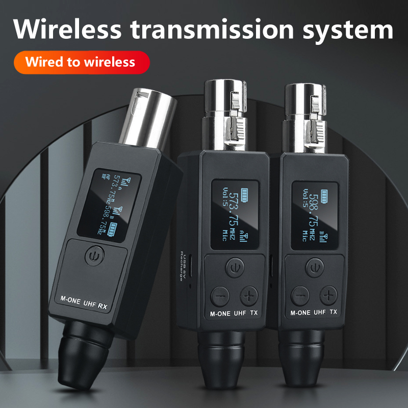 2チャンネル UHF ワイヤレスマイクコンバーター XLR 充電式バッテリートランスミッター