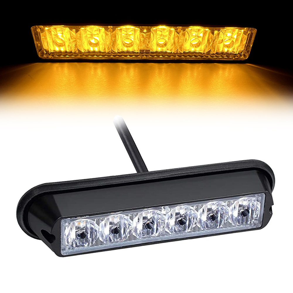 6 LED 緊急ストロボライトアンバー車両表面マウント点滅信号灯ビーコン車のグリルライトデイタイムランニングライト