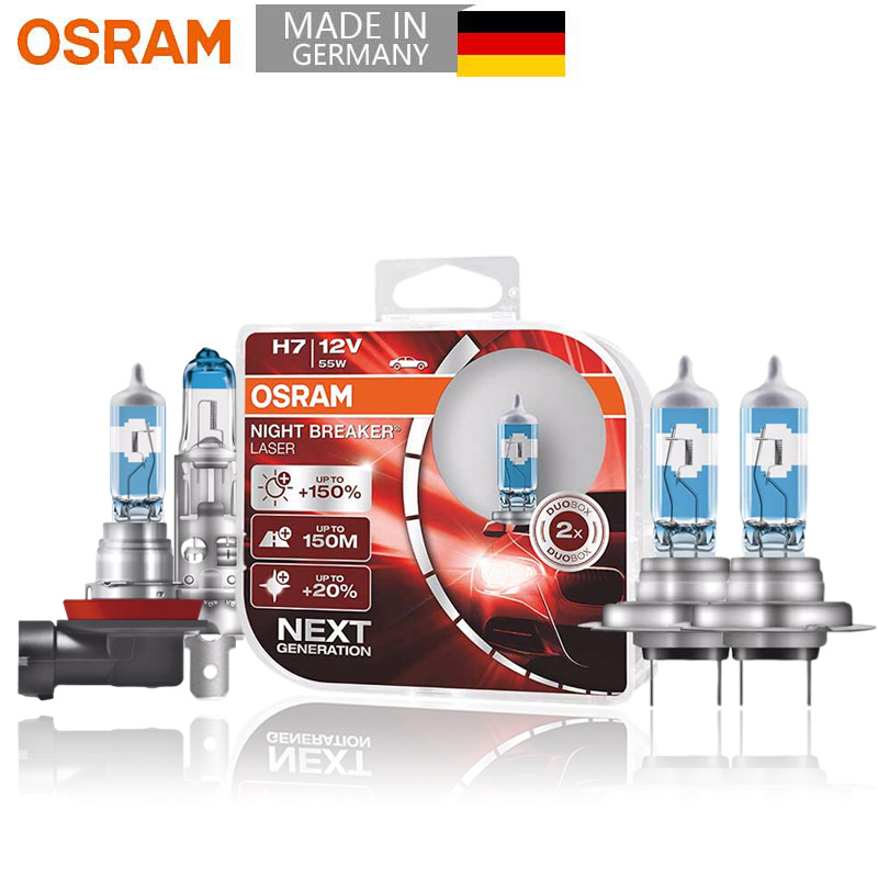 OSRAM H4 H7 H11 12V 車用ハロゲンヘッドライトナイトブレーカーレーザー次世代オートランプ 150% 輝度オリジナル電球、2X