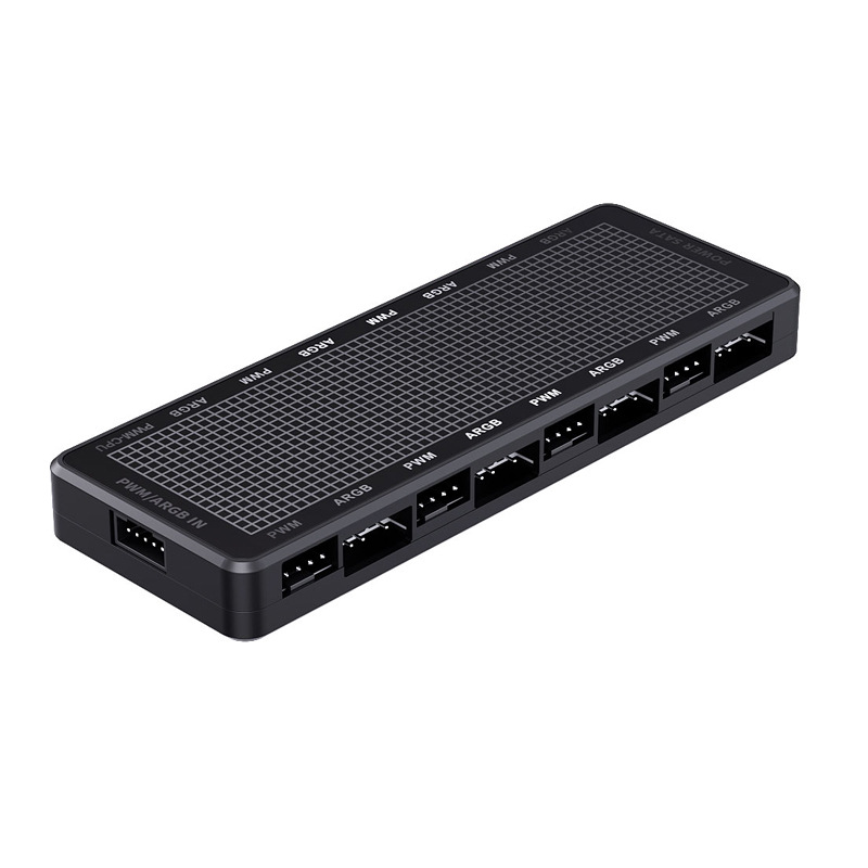 ARGB ハブ PWM 2-in-1 コンピュータシャーシファンアダプタ温度制御 1 分 8 同期速度コンピュータアクセサリ