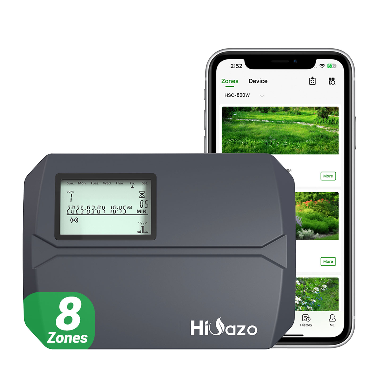 HiOazo 8 ゾーンスマート灌漑コントローラーサポート天気スキップと手動散水 WiFi スプリンクラーコントローラー芝生、中庭用