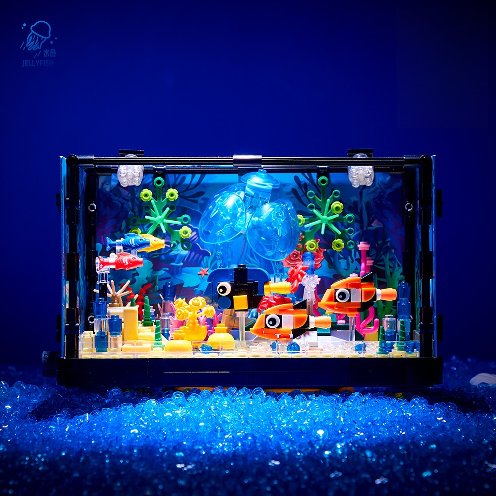 GSF MOC 金魚鉢水族館ビルディングブロックウミガメ水槽光レンガ都市建設のおもちゃ子供のため