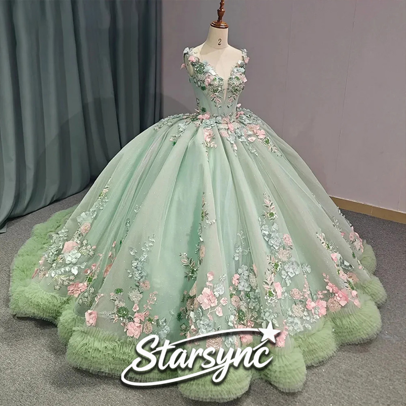 STARSYNC カスタマイズボールガウン チュール 成人式ドレス シャイニーフェアリー プロムドレス 恋人キンセニエラドレス