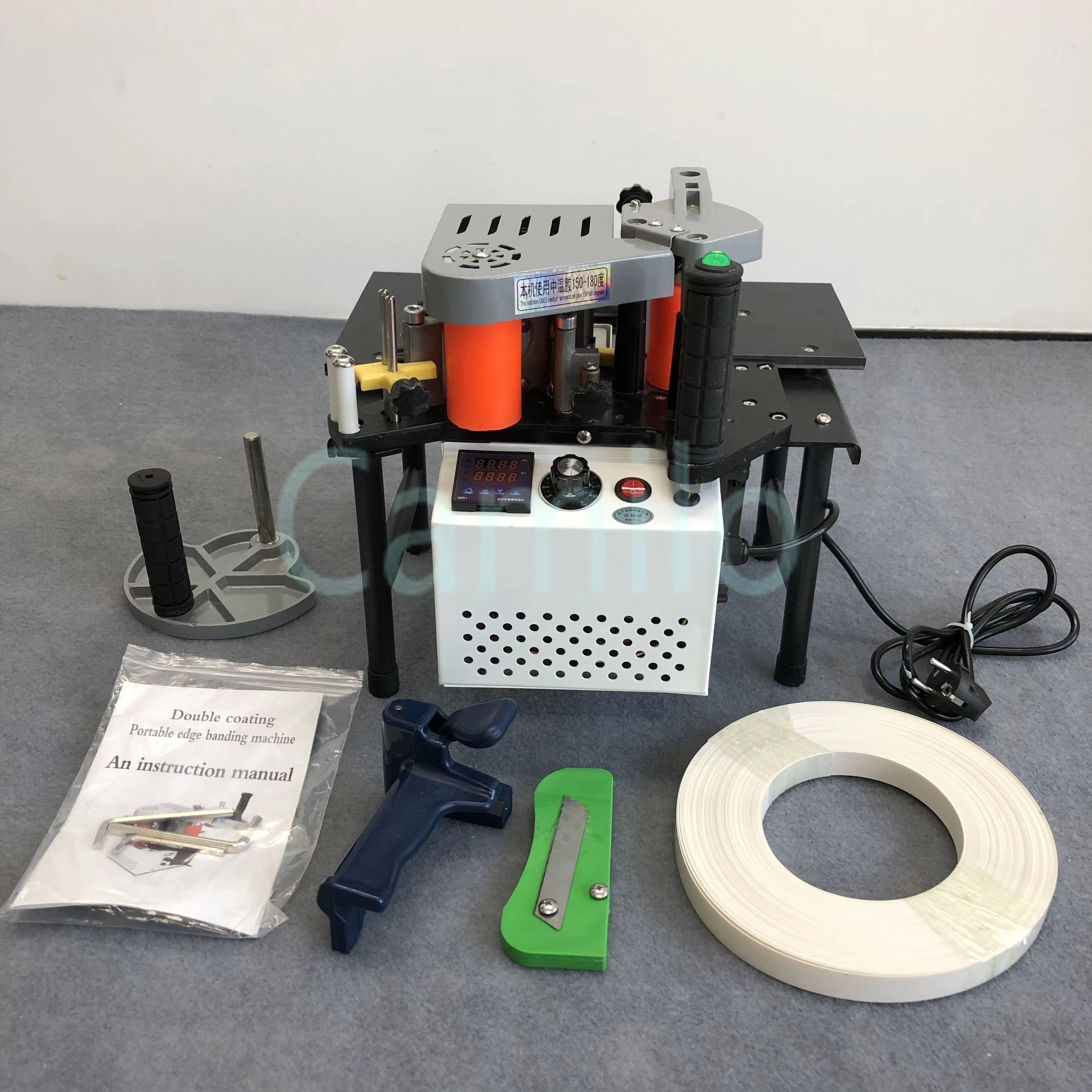 手動エッジバンディングマシン両面接着ポータブルエッジバンダー木工エッジバンディングマシン 220V 1200 ワット