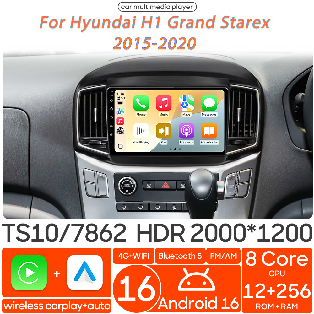 アンドロイド 16 ヒュンダイ H1 グランドスターレックス 2015-2020 車マルチメディアプレーヤーワイヤレス Carplay 自動ラジオビデオ Wifi ナビゲーション GPS