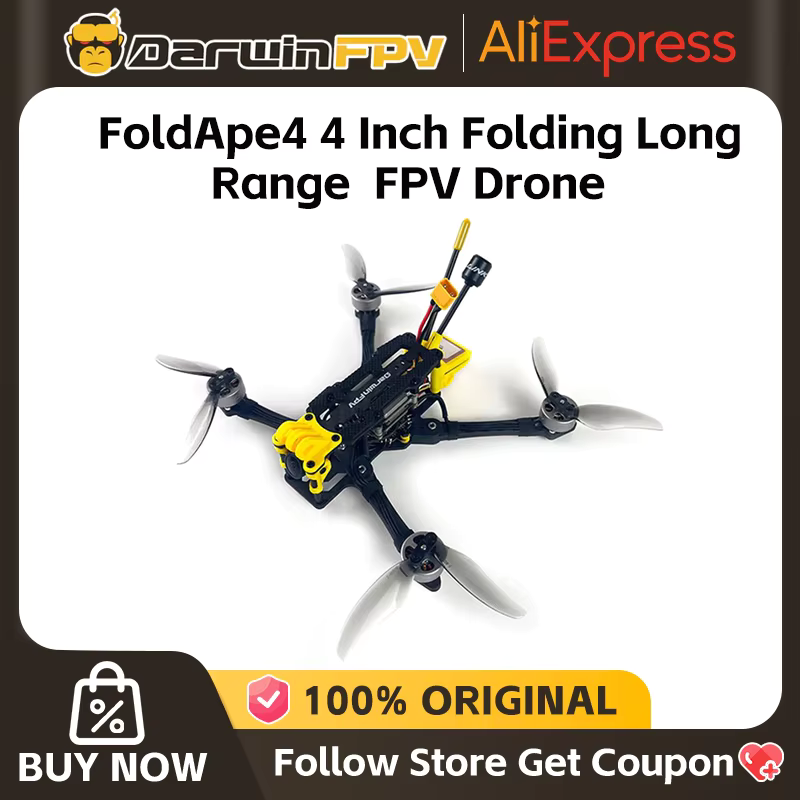 DarwinFPV FoldApe4 4 インチ折りたたみ長距離 FPV ドローン F411 15A ELRS AIO クワッドコプター