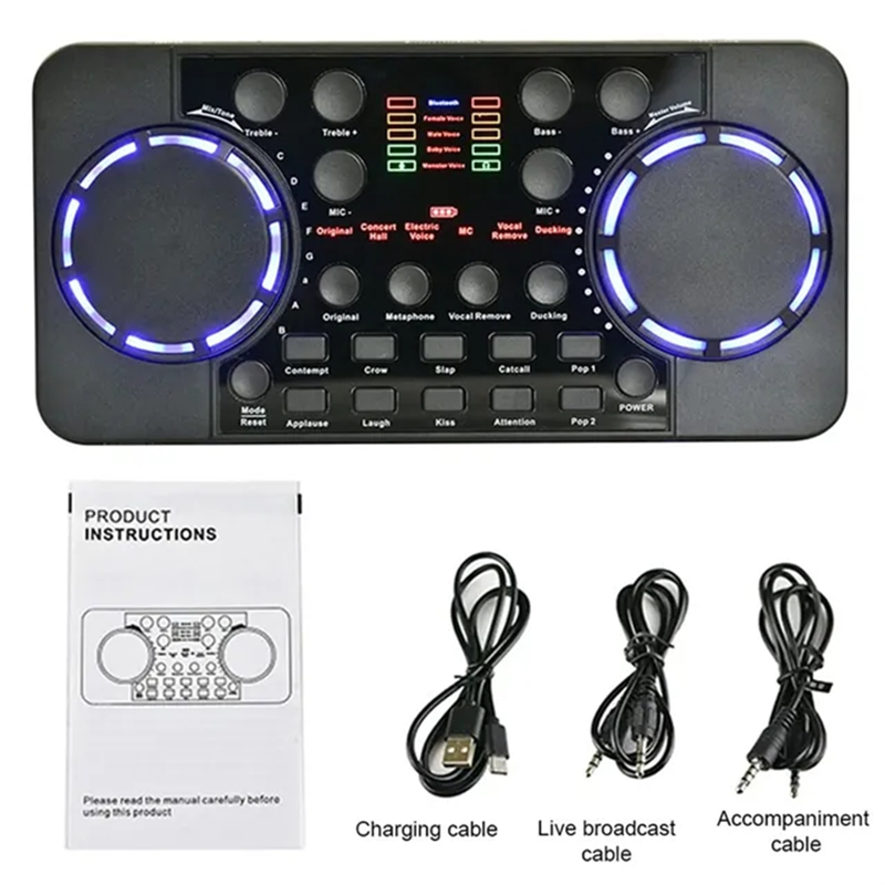 B16C-V300 Pro サウンドカード Bluetooth 対応オーディオインターフェイスミキサー DJ デジタルエフェクトノイズリダクションコンソール USB レコード