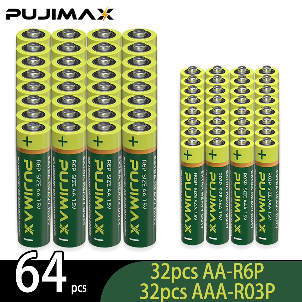 PUJIMAX 1.5V AA/AAA 使い捨てバッテリー 高耐久 長持ちバッテリー ワイヤレスマウス キーボード リモコン用 炭素亜鉛乾電池